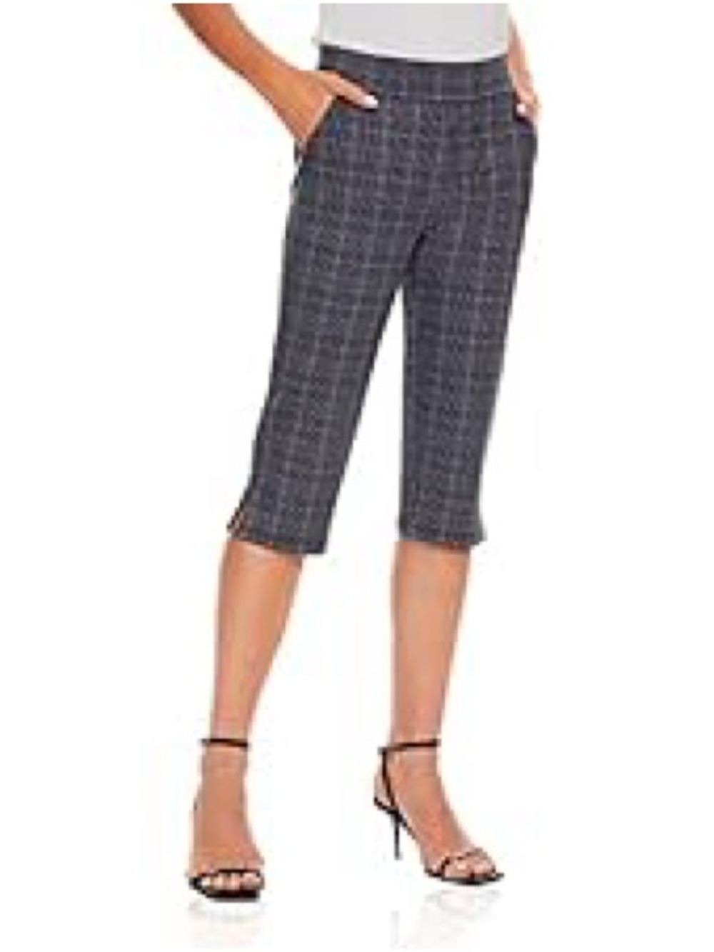 Ginasy Cropped Capris Grey plaid Size XL